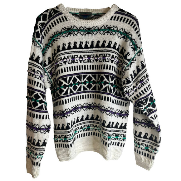 Vintage Etchings 1990's Oversized Boyfriend Grandpa Coogi Sweater Size Medium